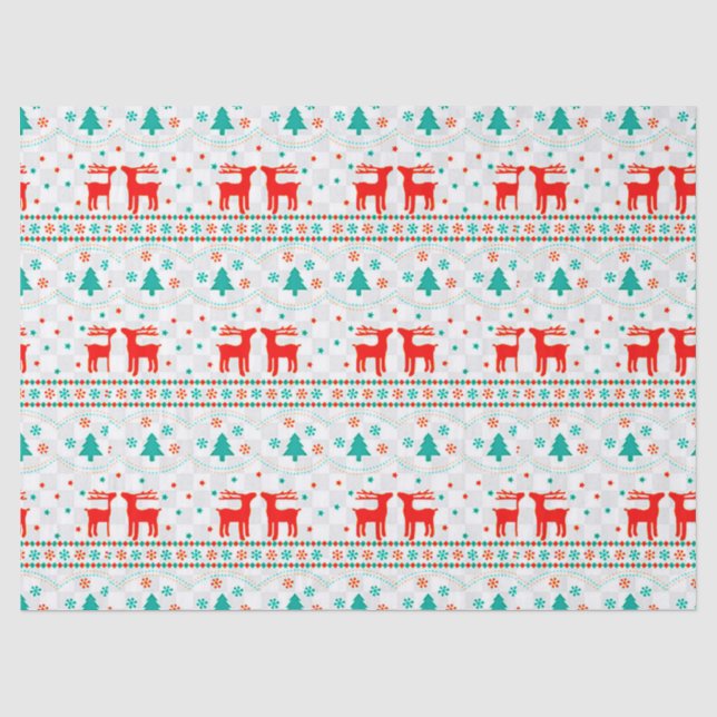 Papel de Seda Estampado com Rena de Natal (Frente )