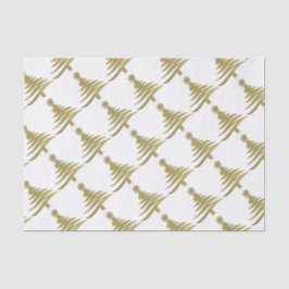 Papel De Seda Estêncil da árvore de Natal Dourado em branco