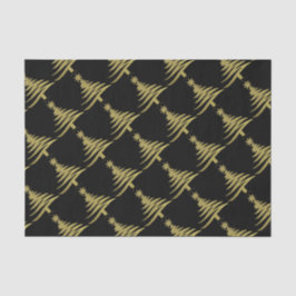 Papel De Seda Estêncil da árvore de Natal Dourado em preto