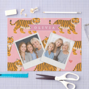 Papel De Seda Estética Personalizada Rosa Tigre Chic Irreverente