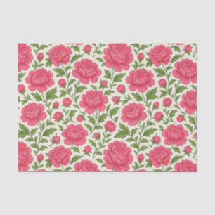 Papel De Seda Estéticas Peônias Rosadas Exuberantes Florais