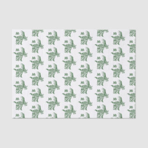 Papel De Seda Estilguossauro Verde com Pintura de Guerra Tribal