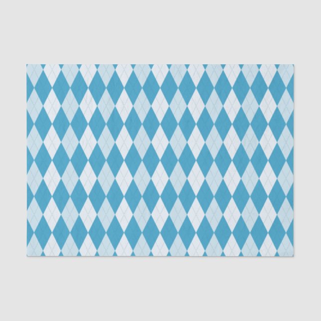 Papel De Seda Estilo Argyle Azul Peacock Forma Diamante Pequena (Frente )