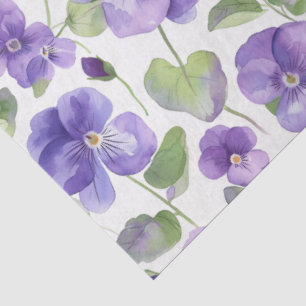 Papel De Seda Estilo de Aquarela Flores do Tipo Pansy Púrpura
