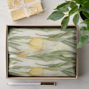Papel De Seda Estilo de Aquarela Tulipas Amarelas Impressão