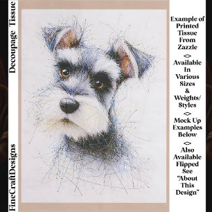 Papel De Seda Estilo de Desenho Cachorro Schnauzer Fofo Decoupag