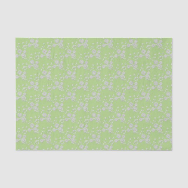 Papel De Seda Estilo de Spray Floral 1, WRAP de TECIDO Verde de  (Frente )