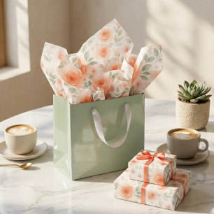 Papel De Seda Estilo Desgastado Chic Laranja Pêssego Verde Salvi
