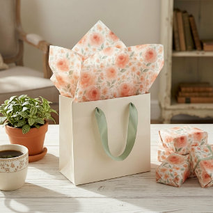 Papel De Seda Estilo Despojado Chic Laranja Pêssego Verde Salvia