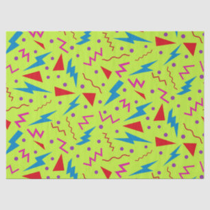 Papel De Seda Estilo geométrico Memphis anos 80 90 amarelo 