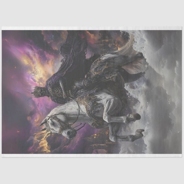 Papel De Seda Estilo Gótico do Esqueleto do Cavalo Branco (Frente )