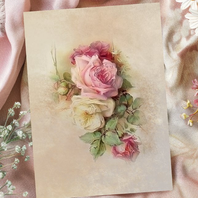 Papel De Seda Estilo pintado à mão Pintos, pintura rosa e rosas  (Criador carregado)