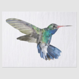 Papel De Seda Estilo Poligonal do Pássaro Hummingbird