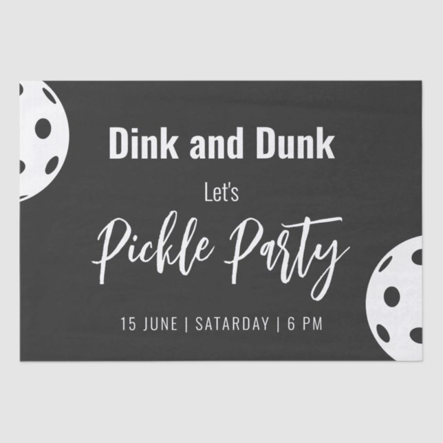 Papel De Seda Estilo Retro Neon Black Themed Pickleball Birday (Frente )