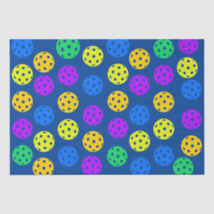 Papel De Seda Estilo Retro Neon Blue Themed Pickleball Birday