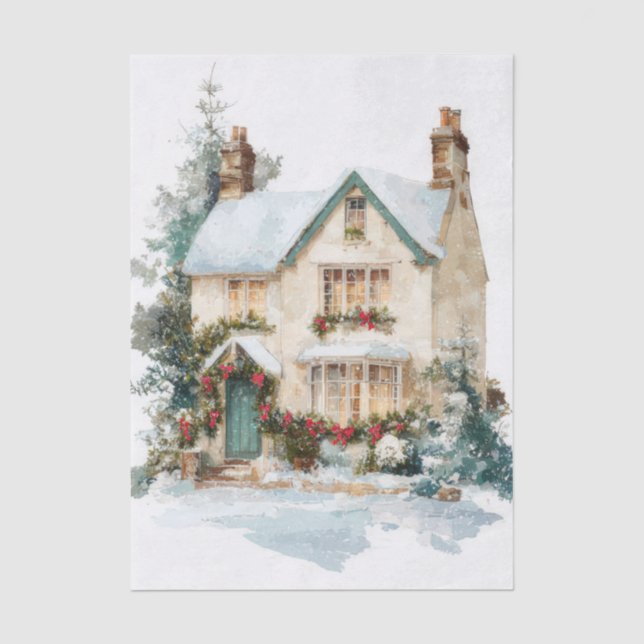 Papel De Seda Estilo Vintage Chalé de Natal (Frente )