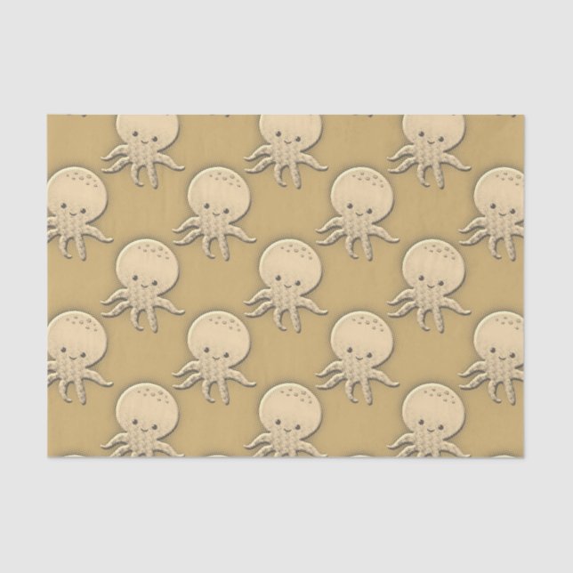 Papel De Seda Estilo Vintage Sepia Baby Octopus (Frente )