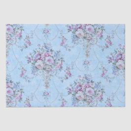 Papel De Seda Estilo Vitoriano Branco Azul Francês Decoupage Flo