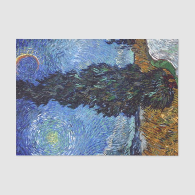 Papel De Seda Estrada Com Ciprestes Impressionismo Van Gogh (Frente )