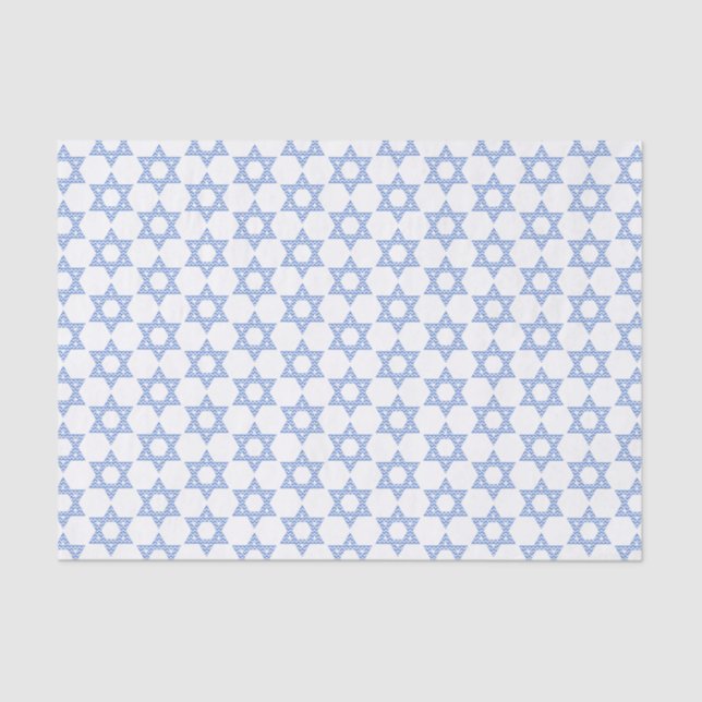 Papel De Seda Estrela Azul Chevron de David Hanukkah (Frente )