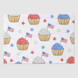 Papel De Seda Estrela Cupcake Azul Vermelha Patriótica