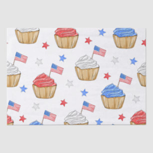 Papel De Seda Estrela Cupcake Azul Vermelha Patriótica