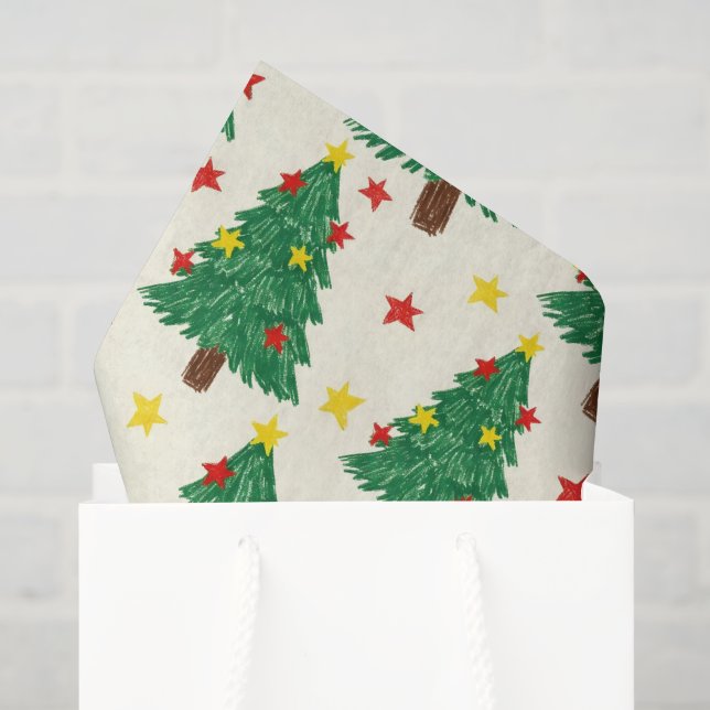 Papel De Seda Estrela de árvore verde festiva (Sacola de presentes)