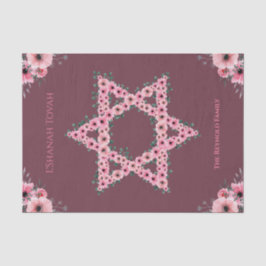 Papel De Seda Estrela de David Rosa de L'Shanah Tovah