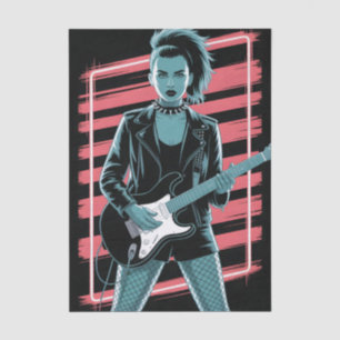 Papel De Seda Estrela de Rock Rebelde: Guitarrista Feminina em C