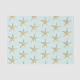 Papel De Seda Estrela-do-mar Azul e Dourado Tropical Turquesa