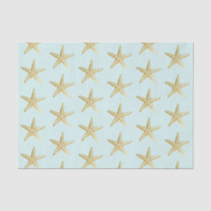 Papel De Seda Estrela-do-mar Azul Tropical e Dourada Turquesa