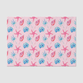 Papel De Seda Estrela-do-mar Rosa & Concha Azul (Design 83 Série