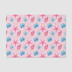 Papel De Seda Estrela-do-mar Rosa & Concha Azul (Design 83 Série