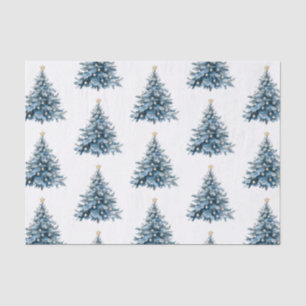 Papel De Seda Estrela Dourada da Árvore de Natal Azul