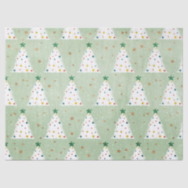 Papel De Seda Estrela Verde e Ornamentos de Árvores Xmas Brancas