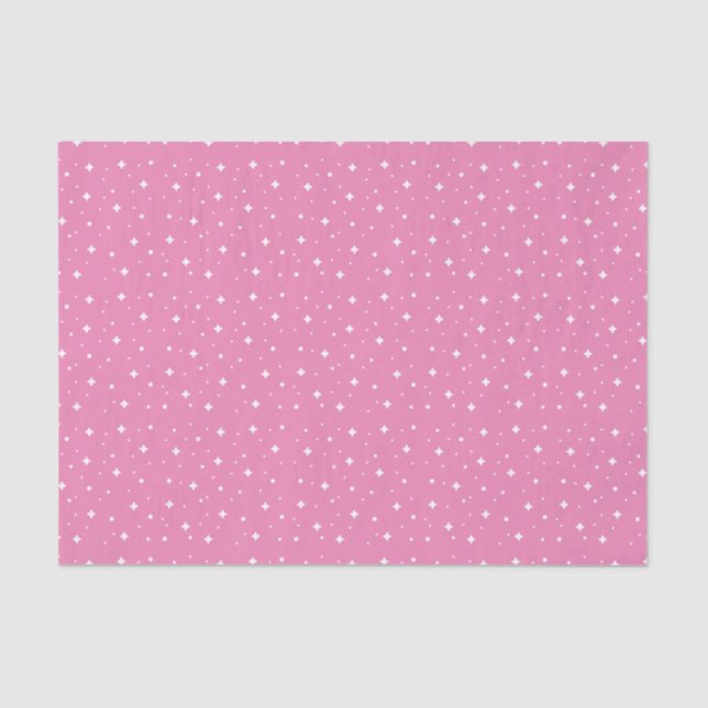 Papel De Seda Estrelas Brancas Espumantes a Rosa Bonito (Frente )