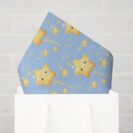 Papel De Seda Estrelas Cadentes Céu Azul Suave Churrasco de Bebê
