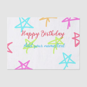 Papel De Seda Estrelas coloridas feliz aniversário adicione text