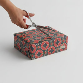 Papel De Seda estrelas de arte deco em vermelho e preto