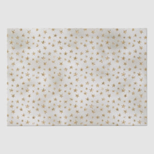 Papel De Seda Estrelas de brilho Dourado branco da Pérola