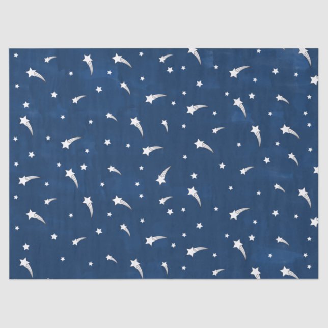 Papel De Seda Estrelas de disparo Marinho Blue Watercolor (Frente )