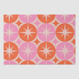 Papel De Seda Estrelas de meio século sobre Cricles cor-de-rosa