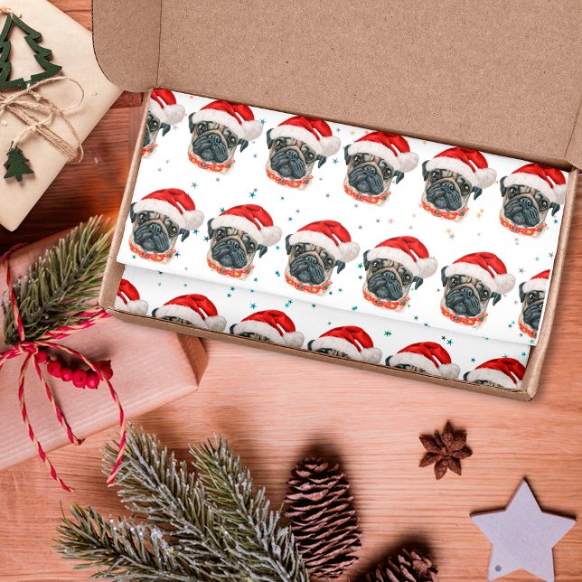 Papel De Seda Estrelas de Natal de Pug Dog Breed (Criador carregado)