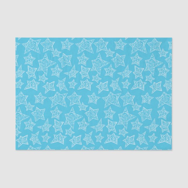 Papel De Seda Estrelas de Natal desenhadas à mão (Frente )