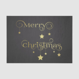 Papel De Seda Estrelas de Natal Douradas e Feliz