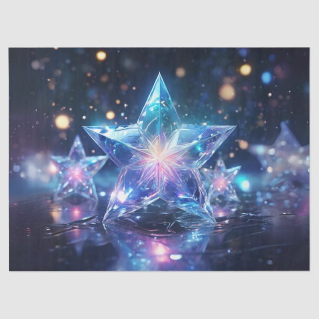 Papel De Seda Estrelas de Natal Transparentes Decoupage Paper (Frente )