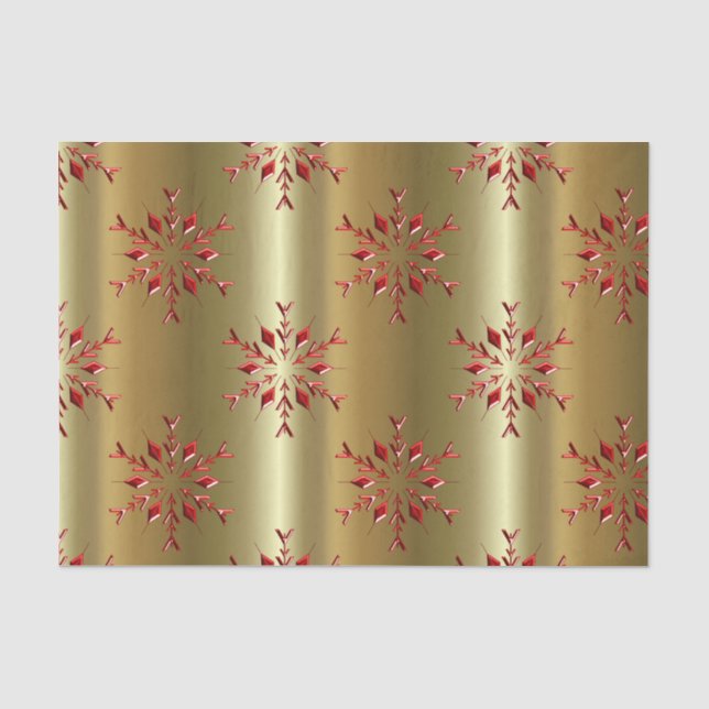 Papel De Seda Estrelas de Natal Vermelho na Dourada (Frente )
