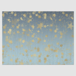 Papel De Seda Estrelas de ouro Douradas Azul Aqua