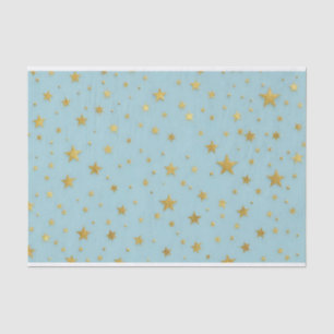 Papel De Seda Estrelas de ouro e Miçangas sobre fundo azul claro