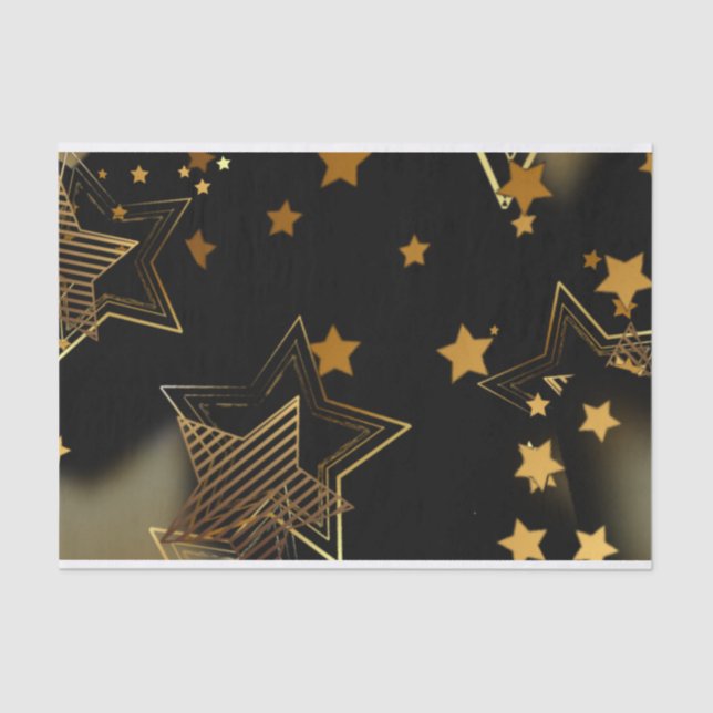 Papel De Seda Estrelas de Ouro Elegante Feliz Natal (Frente )